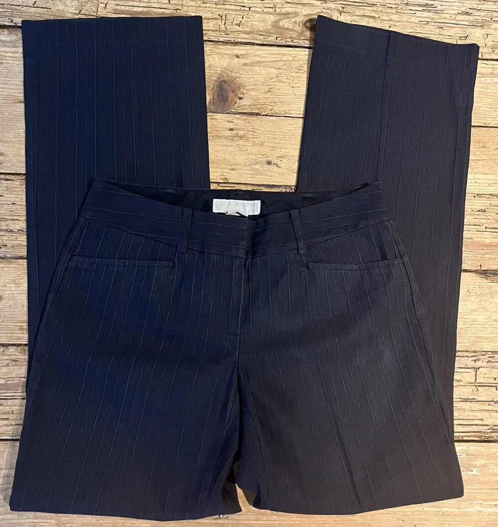Michael Kors Womens Size 2 Black with Stripes Flared Dress Pants